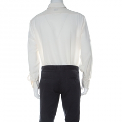 Brioni Cream Silk Button Front Shirt L