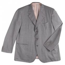 Brioni Grey Striped Wool Roman Style Palatino Suit 4XL