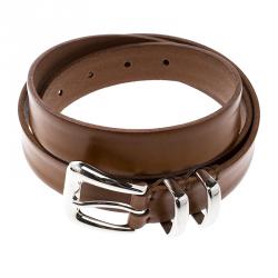 Pre Owned Brunello Cucinelli Brown Leather Western Buckle Belt 105 CM