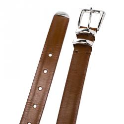 Pre Owned Brunello Cucinelli Brown Leather Western Buckle Belt 105 CM