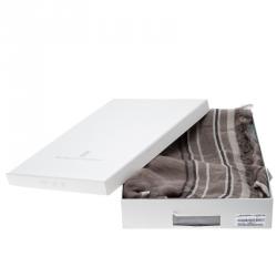 Brunello Cucinelli Brown Contrast Striped and Checked Linen Scarf