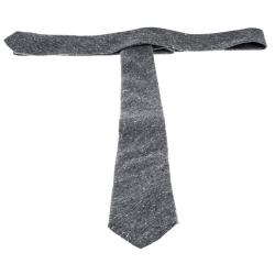 Pre Owned Brunello Cucinelli Grey Textured Silk Tweed Tie