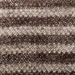 Pre Owned Brunello Cucinelli Brown Striped Linen Knit Flat Bottom Skinny Tie