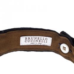 Pre Owned Brunello Cucinelli Navy Blue Woven Wool and Silk Bow Tie