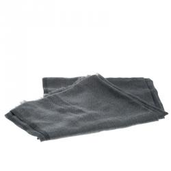 Brunello Cucinelli Grey Cashmere Cotton Fringed Edge Scarf