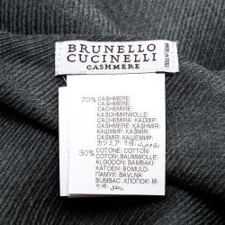 Brunello Cucinelli Grey Cashmere Cotton Fringed Edge Scarf