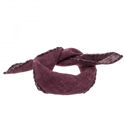 Brunello Cucinelli Burgundy Cross Stitch Detail Linen Pocket Square