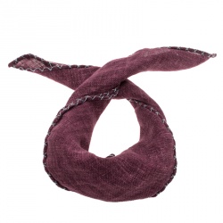 Brunello Cucinelli Burgundy Cross Stitch Detail Linen Pocket Square
