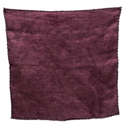 Brunello Cucinelli Burgundy Cross Stitch Detail Linen Pocket Square