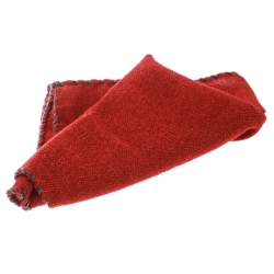 Brunello Cucinelli Brick Red Wool Contrast Whip Stitch Edged Pocket Square