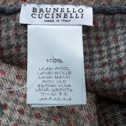 Brunello Cucinelli Grey Wool Contrast Dot Printed Pocket Square