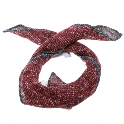 Brunello Cucinelli Red and Grey Reversible Printed Linen Pocket Square
