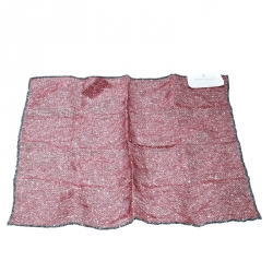 Brunello Cucinelli Red and Grey Reversible Printed Linen Pocket Square