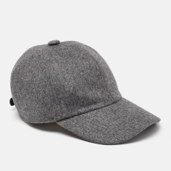 Brunello Cucinelli Grey Wool Baseball Cap L