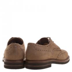 Brunello Cucinelli Brown Suede Brogue Lace Up Oxfords Size 44