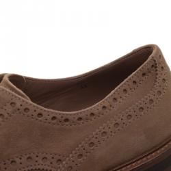 Brunello Cucinelli Brown Suede Brogue Lace Up Oxfords Size 44