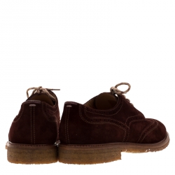 Brunello Cucinelli Brown Suede Brogue Lace Up Oxfords Size 43