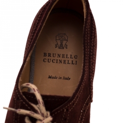 Brunello Cucinelli Brown Suede Brogue Lace Up Oxfords Size 43