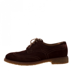 Brunello Cucinelli Brown Suede Brogue Lace Up Oxfords Size 43