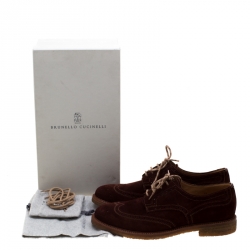 Brunello Cucinelli Brown Suede Brogue Lace Up Oxfords Size 43