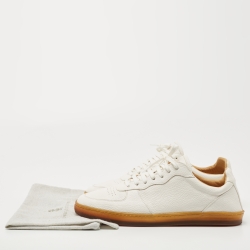 Pre Owned Brunello Cucinelli White Leather Low Top Sneakers Size 44
