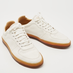Pre Owned Brunello Cucinelli White Leather Low Top Sneakers Size 44