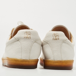 Pre Owned Brunello Cucinelli White Leather Low Top Sneakers Size 44