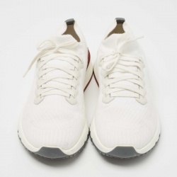 Pre Owned Brunello Cucinelli White Knit Fabric Lace Up Sneakers Size 44