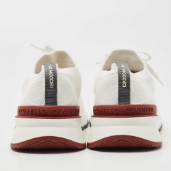Pre Owned Brunello Cucinelli White Knit Fabric Lace Up Sneakers Size 44