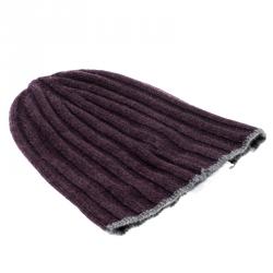 Brunello Cucinelli Purple Melange Cashmere Rib Knit Beanie