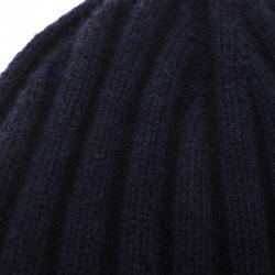 Pre Owned Brunello Cucinelli Navy Blue Cashmere Rib Knit Beanie