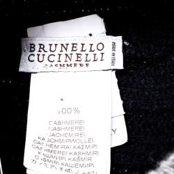 Pre Owned Brunello Cucinelli Navy Blue Cashmere Rib Knit Beanie