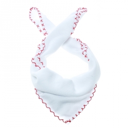 Pre Owned Brunello Cucinelli White Cotton Contrast Cross Stitched Edge Pocket Square