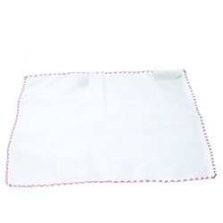 Pre Owned Brunello Cucinelli White Cotton Contrast Cross Stitched Edge Pocket Square