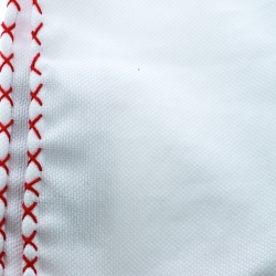 Pre Owned Brunello Cucinelli White Cotton Contrast Cross Stitched Edge Pocket Square