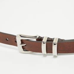Pre Owned Brunello Cucinelli Brown Leather Buckle Belt 105CM