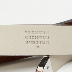 Pre Owned Brunello Cucinelli Brown Leather Buckle Belt 105CM