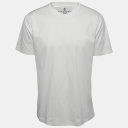 Brunello Cucinelli White Cotton Crew Neck Short Sleeve T-Shirt L