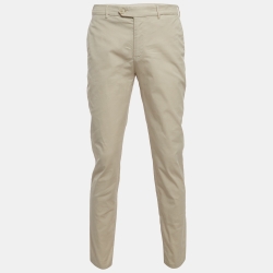 Pre Owned Brunello Cucinelli Beige Cotton Straight Fit Pants L