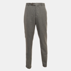Grey Wool Traditional Fit Formal Trousers