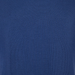 Pre Owned Brunello Cucinelli Blue Cotton Knit Polo Sweater L