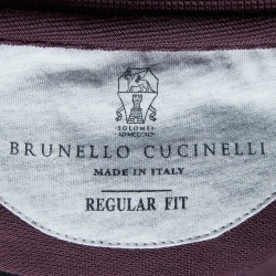 Pre Owned Brunello Cucinelli Purple Cotton Knit Polo T-Shirt L