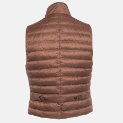 Pre Owned Brunello Cucinelli Brown Synthetic Quilted Puffer Vest L