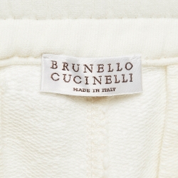Pre Owned Brunello Cucinelli Ivory White Cotton Knit Joggers XS