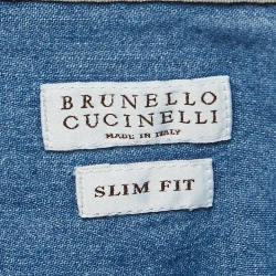 Pre Owned Brunello Cucinelli Blue Washed Denim Buttoned Up Shirt XL