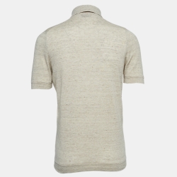 Pre Owned Brunello Cucinelli Beige Knit Polo Tshirt S