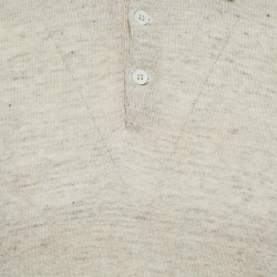 Pre Owned Brunello Cucinelli Beige Knit Polo Tshirt S