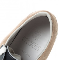 Brunello Cucinelli Beige/Grey Suede and Leather Lace Up Sneakers Size 41