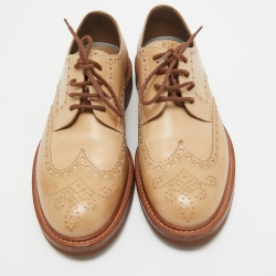 Brunello Cucinelli Light Brown Leather Lace Up Oxfords Size 40.5