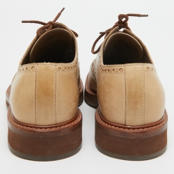 Brunello Cucinelli Light Brown Leather Lace Up Oxfords Size 40.5